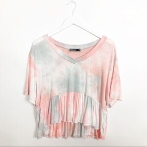 21 Saints Tie Dye V-Neck Short Sleeve Top Size XL